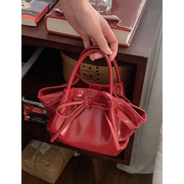 Red Solid Two Handles Sling Bag