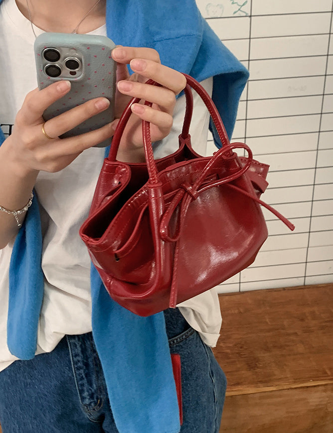 Red Solid Two Handles Sling Bag