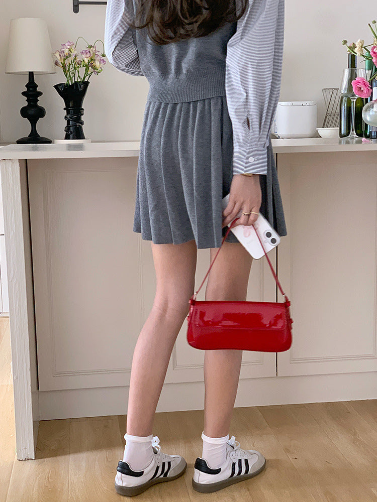 Red Solid One Handle Sling Bag