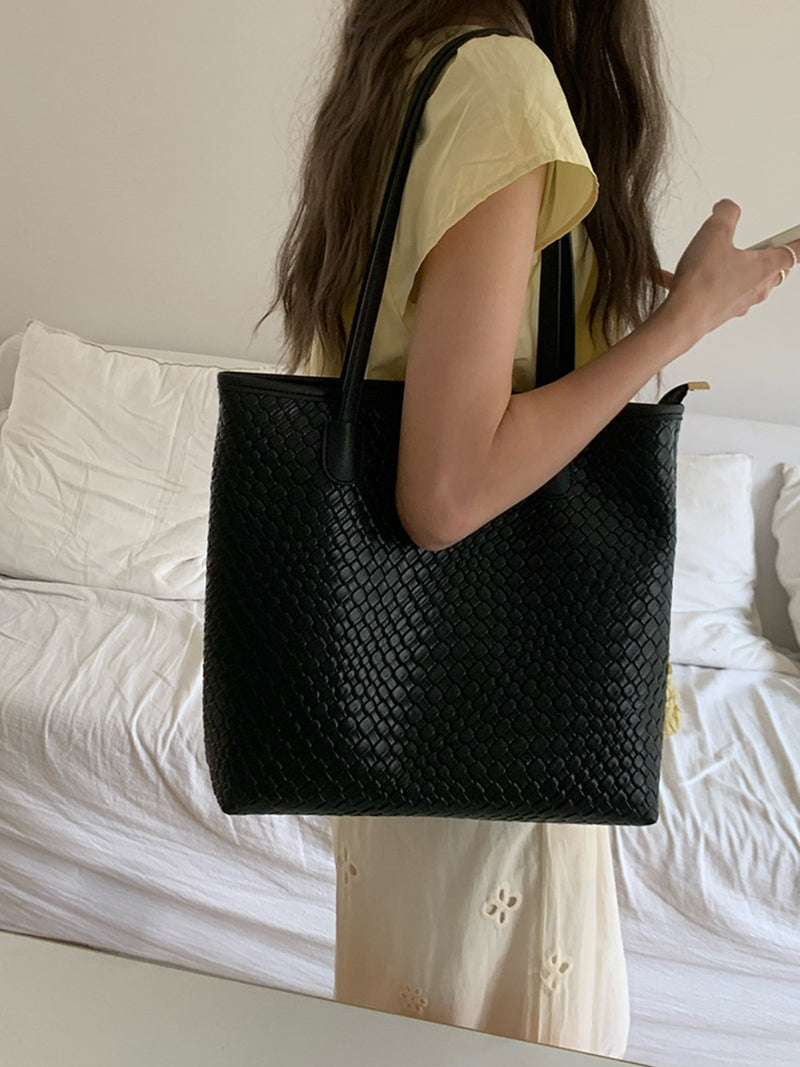 Textured PU Bucket Shoulder Bag