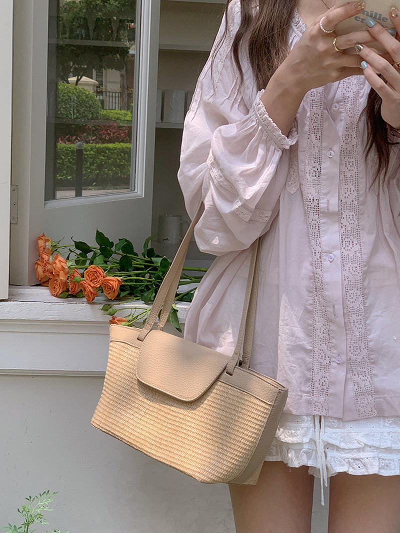 Textured Bucket Shoulder Bag