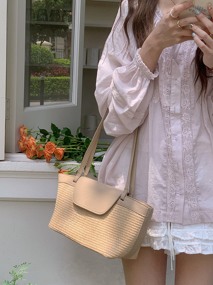 Textured Bucket Shoulder Bag