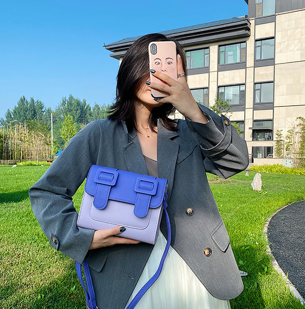 Colourblocked PU Bucket Sling Bag