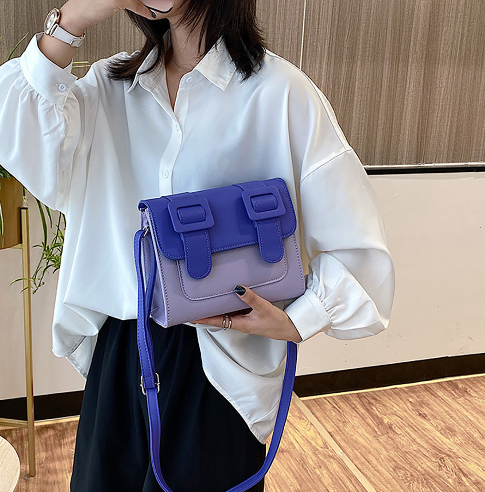 Colourblocked PU Bucket Sling Bag