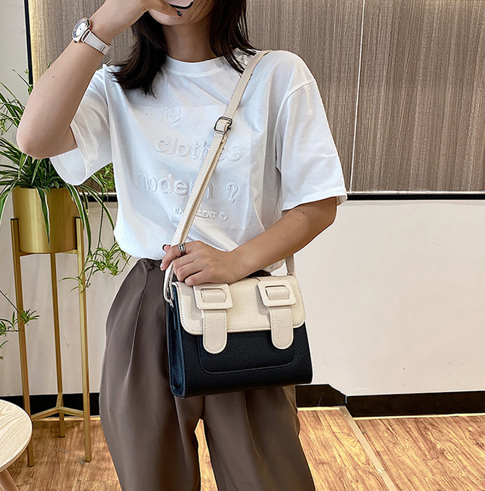 Colourblocked PU Bucket Sling Bag