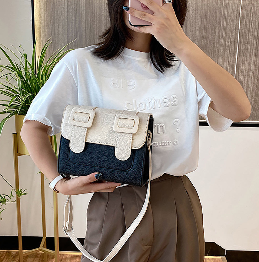 Colourblocked PU Bucket Sling Bag