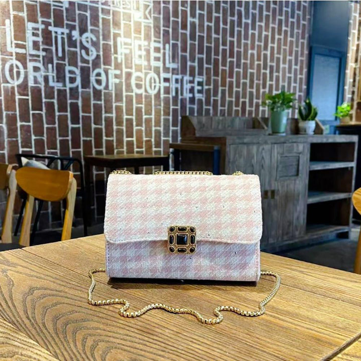 Checked PU Swagger Sling Bag with