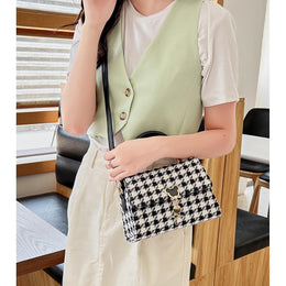 Checked PU Sling Bag