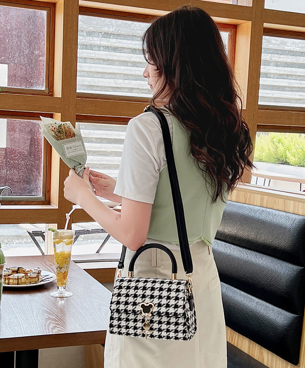 Checked PU Sling Bag