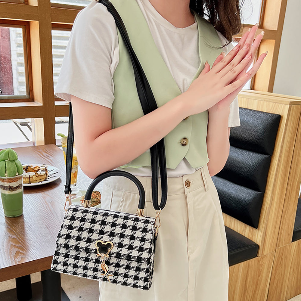 Checked PU Sling Bag