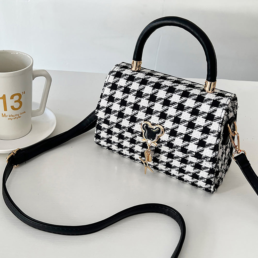 Checked PU Sling Bag