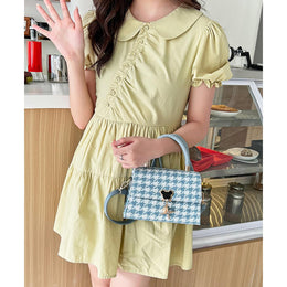 Checked PU Sling Bag