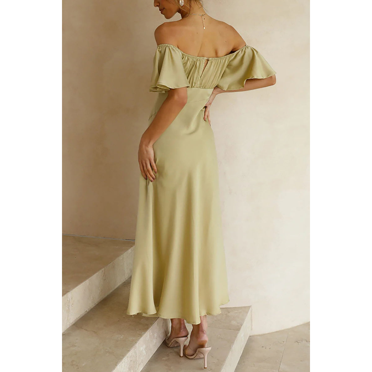 Off-Shoulder A-line Maxi Dress