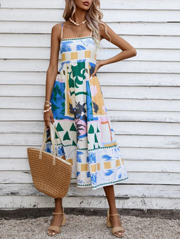 Graphic Print Fit & Flare Midi Dress