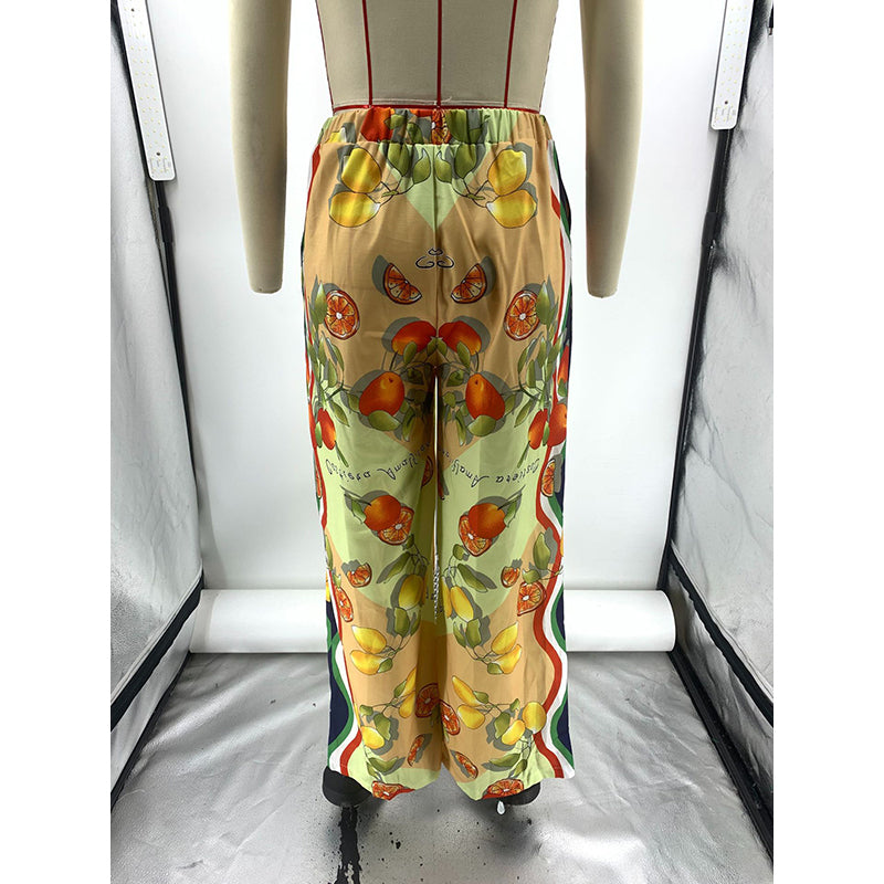 Women Floral Printed Linen Trousers