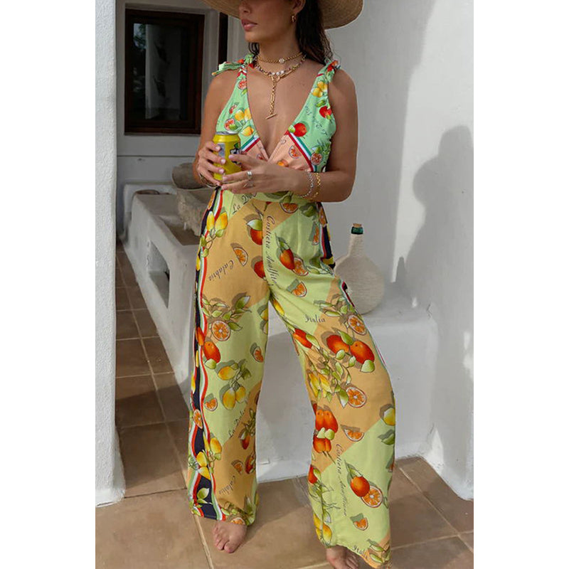 Women Floral Printed Linen Trousers