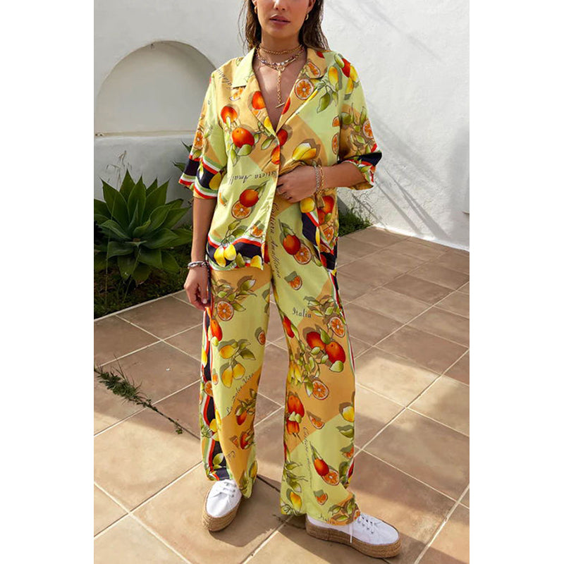 Women Floral Printed Linen Trousers