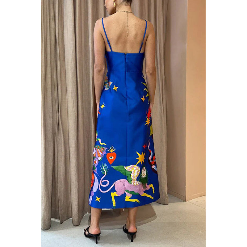Abstract Printed Midi Dress