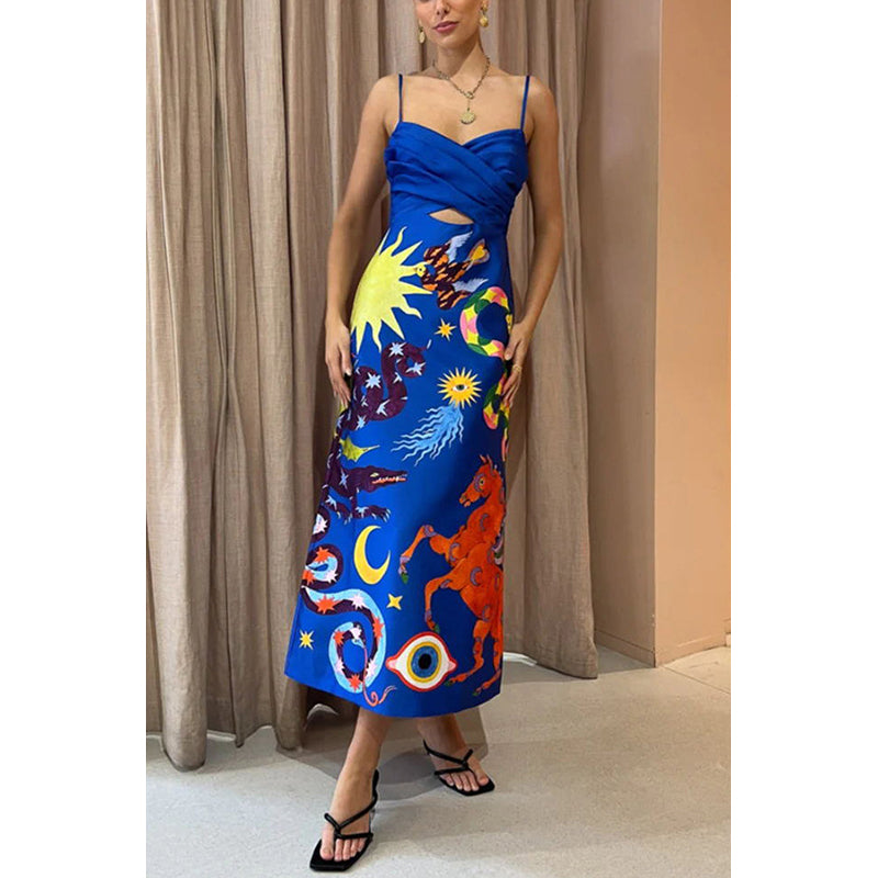 Abstract Printed Midi Dress