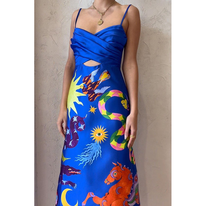 Abstract Printed Midi Dress