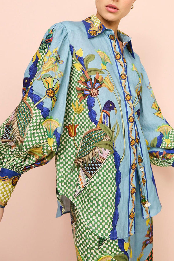 Green Floral Opaque Printed Casual Shirt