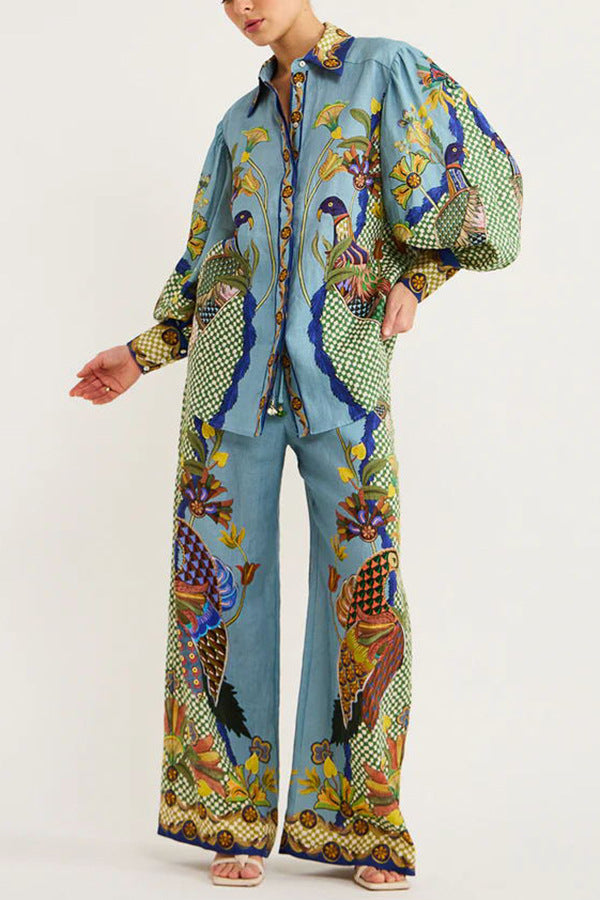 Green Floral Opaque Printed Casual Shirt