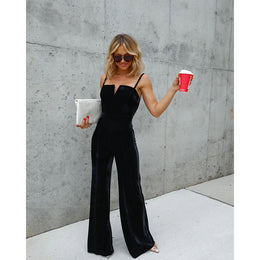 Black Shoulder Straps Basic Jumpsuit