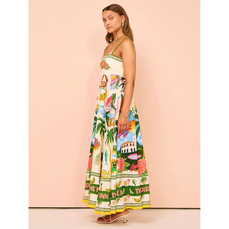 Yellow Graphic Print Maxi Dress