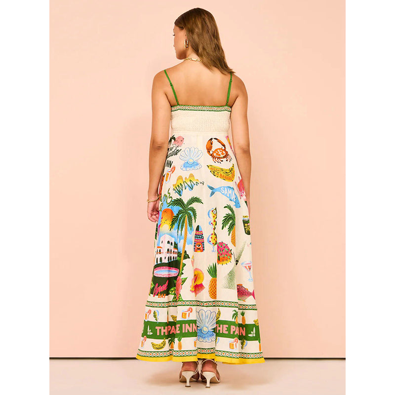 Yellow Graphic Print Maxi Dress
