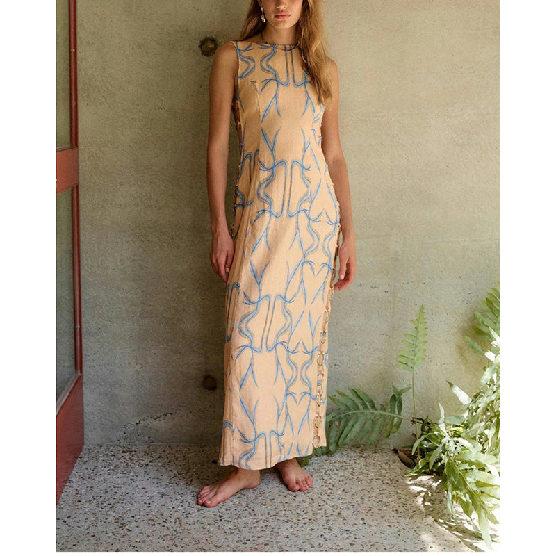 Print Sheath Maxi Dress