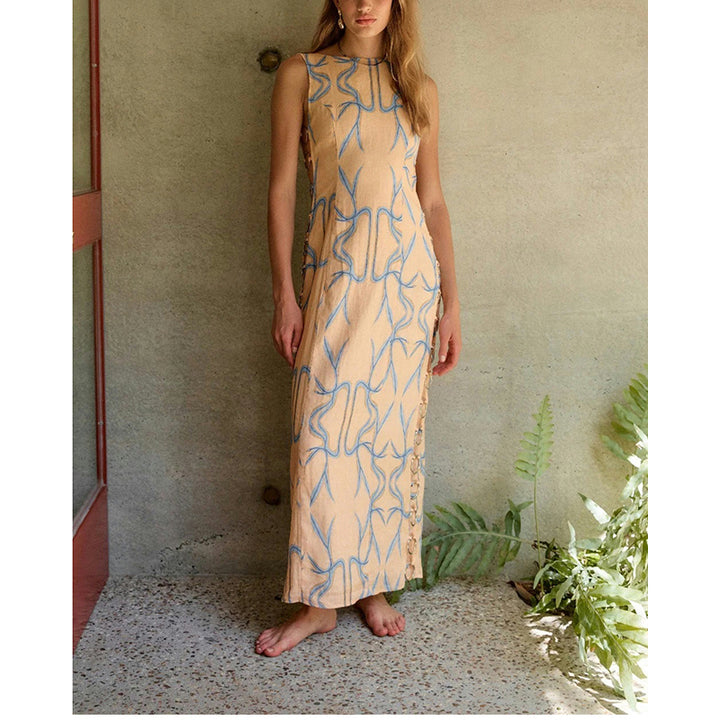 Print Sheath Maxi Dress