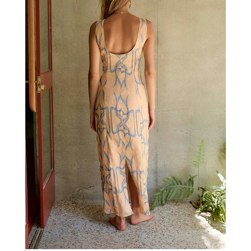 Print Sheath Maxi Dress