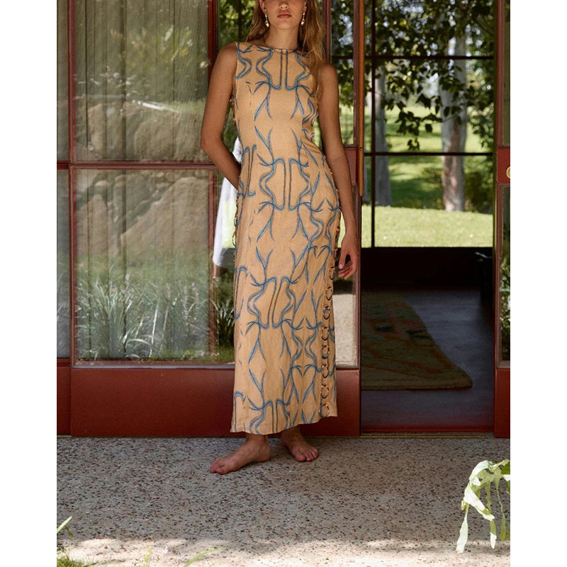 Print Sheath Maxi Dress
