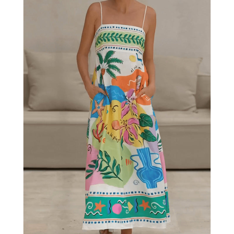 Graphics Print A-Line Maxi Dress
