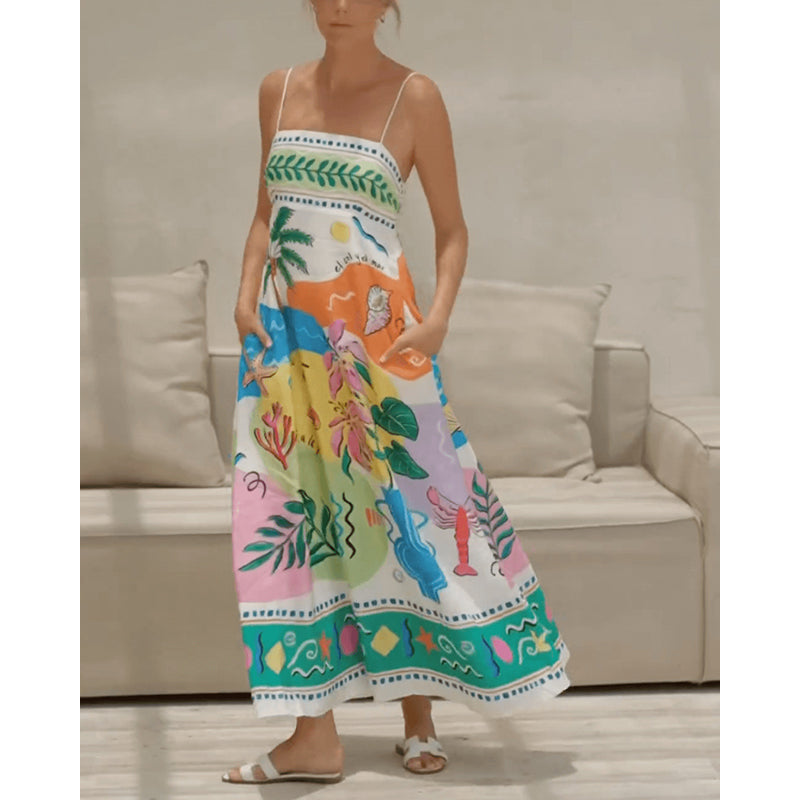 Graphics Print A-Line Maxi Dress