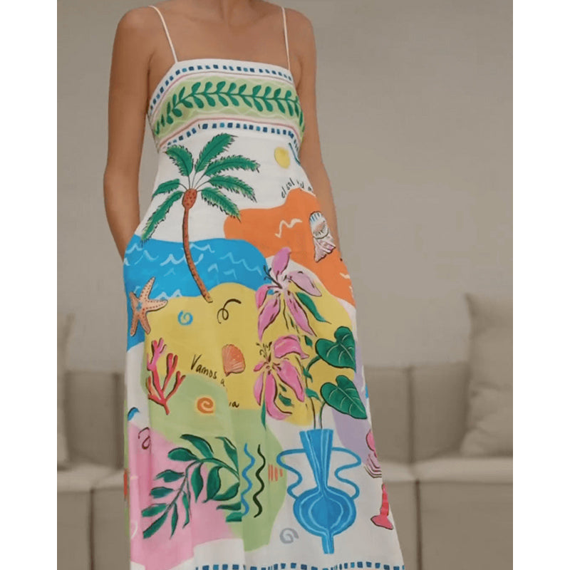 Graphics Print A-Line Maxi Dress
