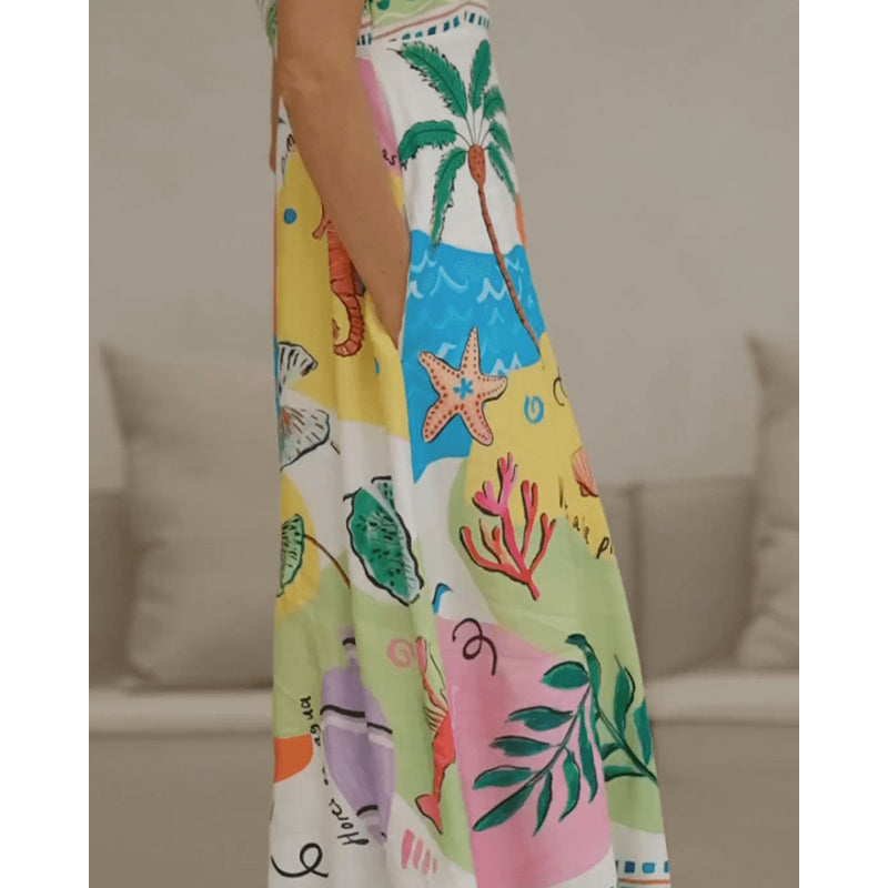 Graphics Print A-Line Maxi Dress