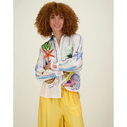 Women Tribal Printed V-Neck Monochrome Applique T-shirt