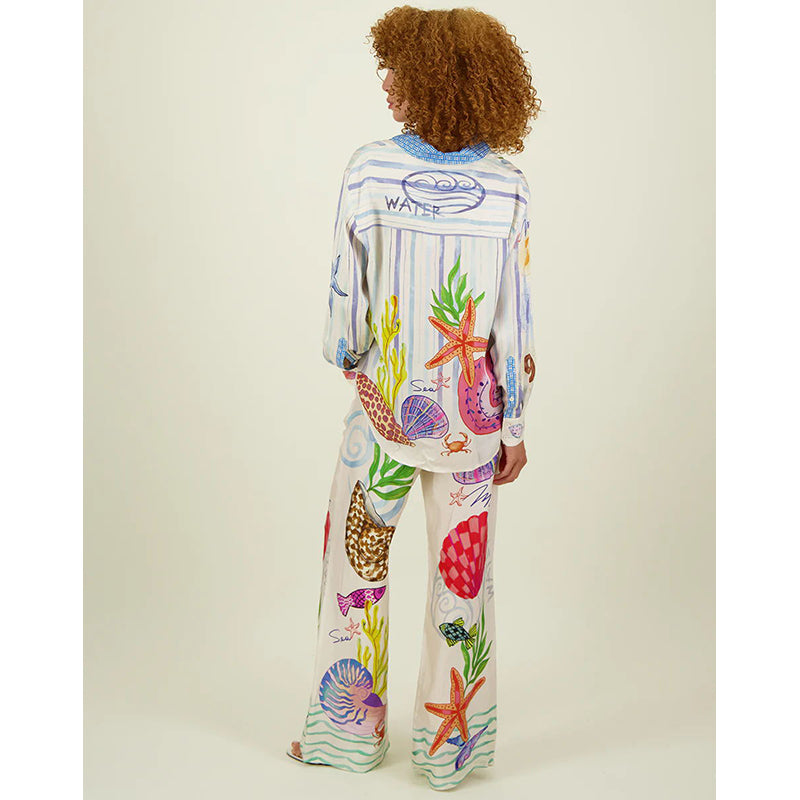 Women Abstract Printed Loose Fit Pleated Trousers
