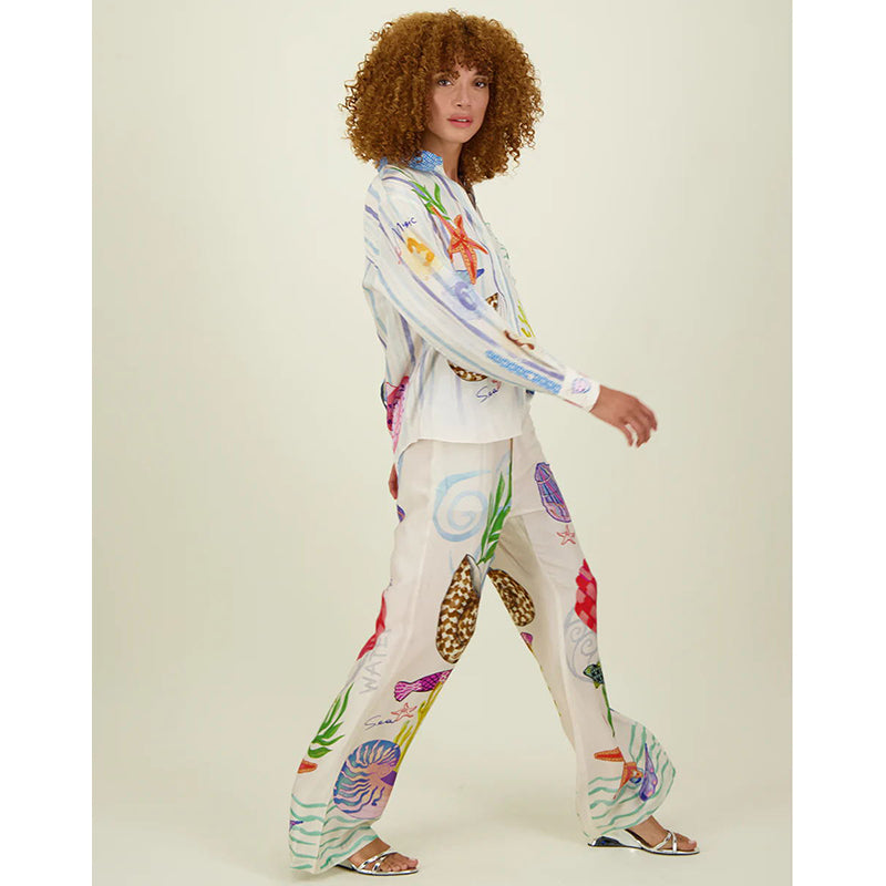 Women Abstract Printed Loose Fit Pleated Trousers
