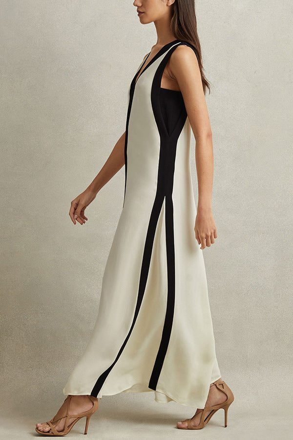 Women V-Neck Fit & Flare Maxi Dress