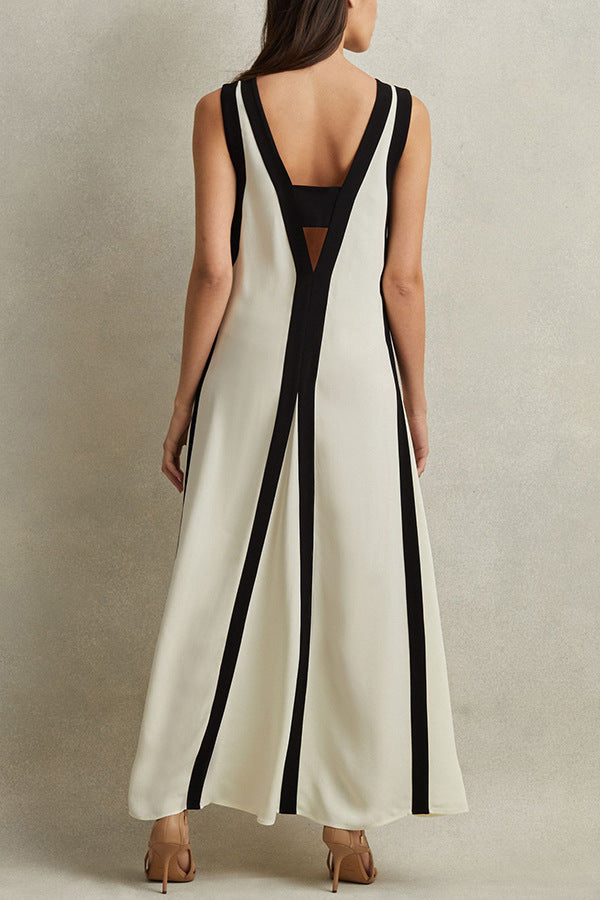 Women V-Neck Fit & Flare Maxi Dress