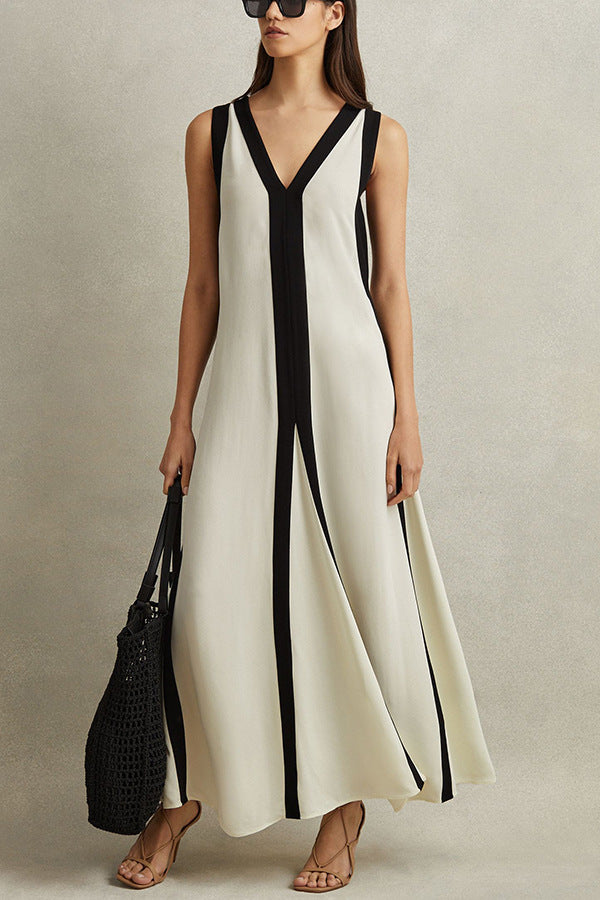 Women V-Neck Fit & Flare Maxi Dress