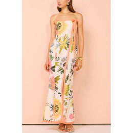 Strapless Floral Print Bodycon Dress