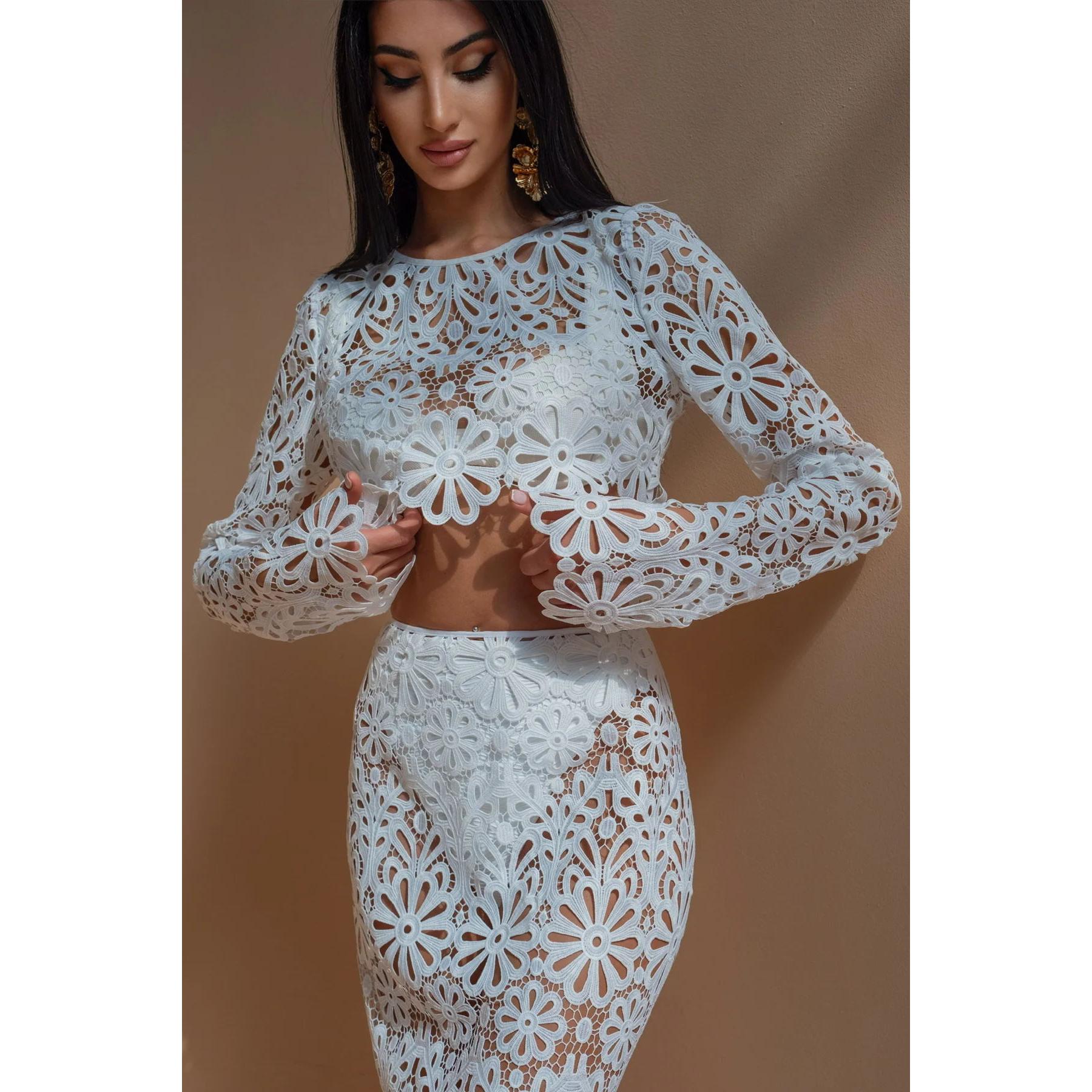Women Crochet Round Neck Top