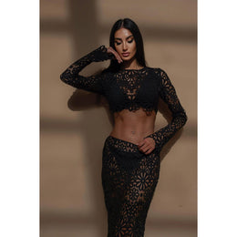 Women Crochet Boat Neck Top