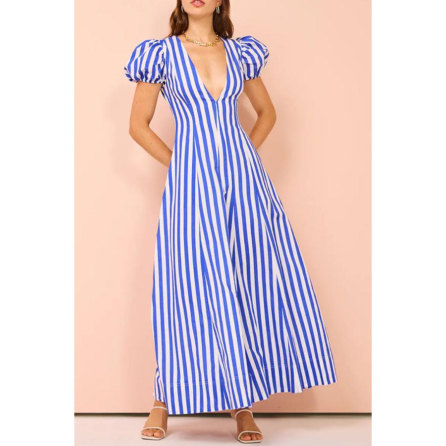 Striped A-Line Maxi Dress