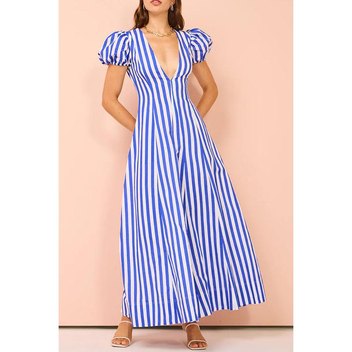 Striped A-Line Maxi Dress
