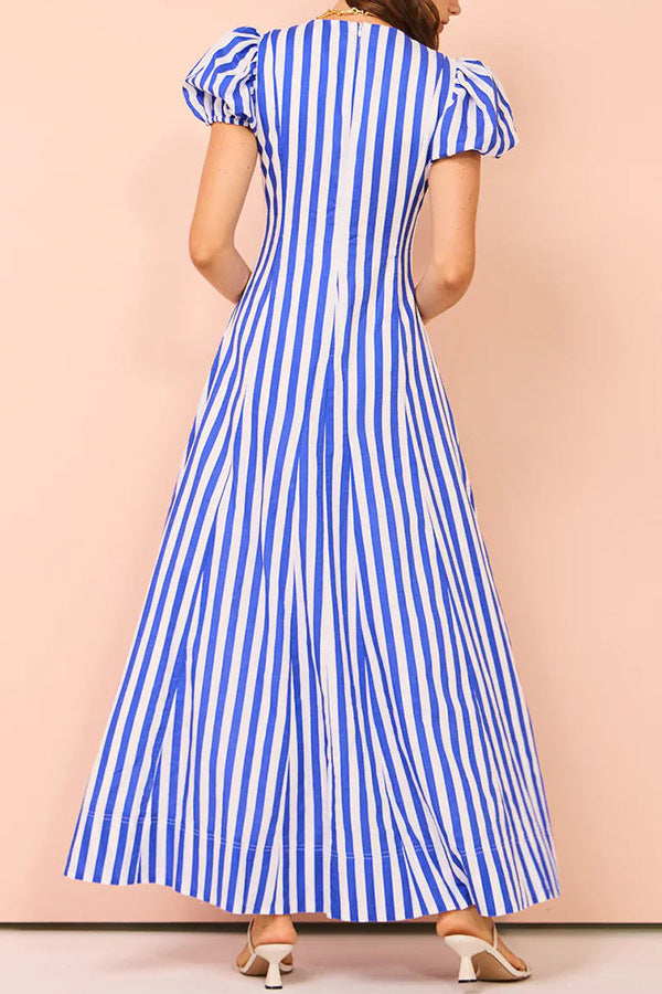Striped A-Line Maxi Dress
