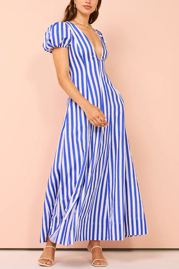 Striped A-Line Maxi Dress